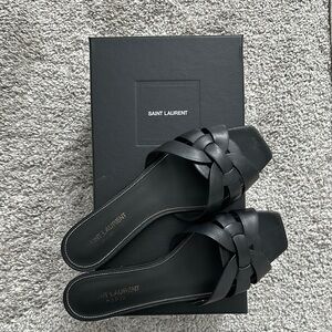 Saint Laurent Black Tribute Sandals